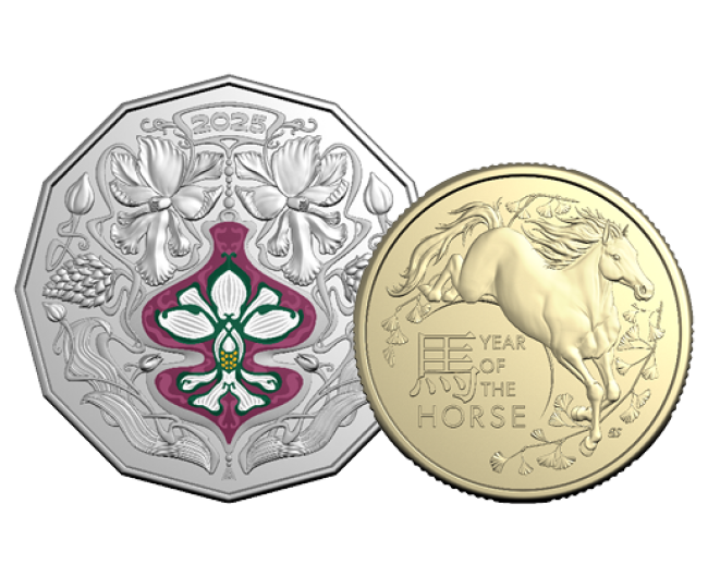 2025 50 cent festive florals 1 dollar year of the horse Feature Coin