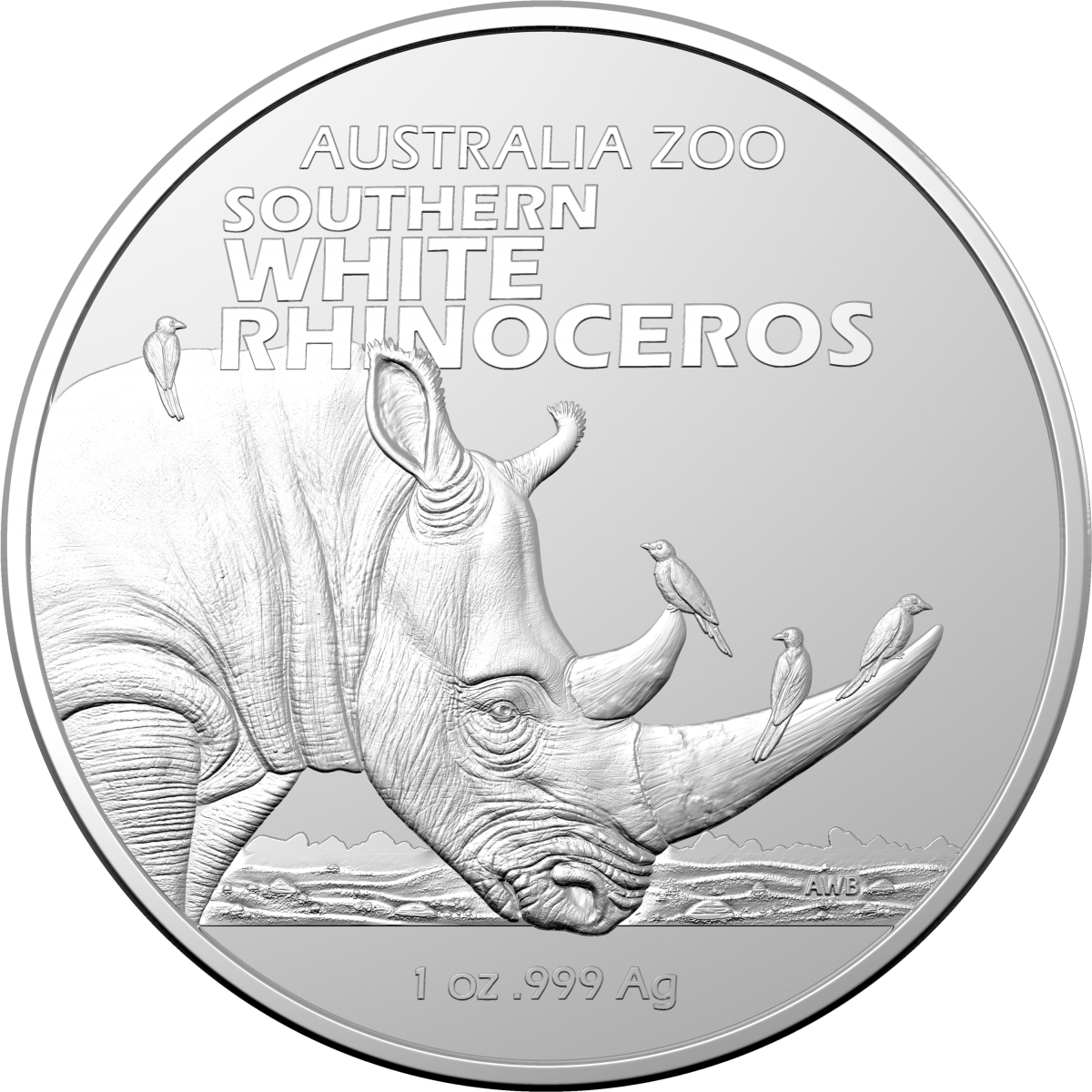 Investment Coins Silver 2023 One Dollar Australia Zoo - Southern White Rhinoceros