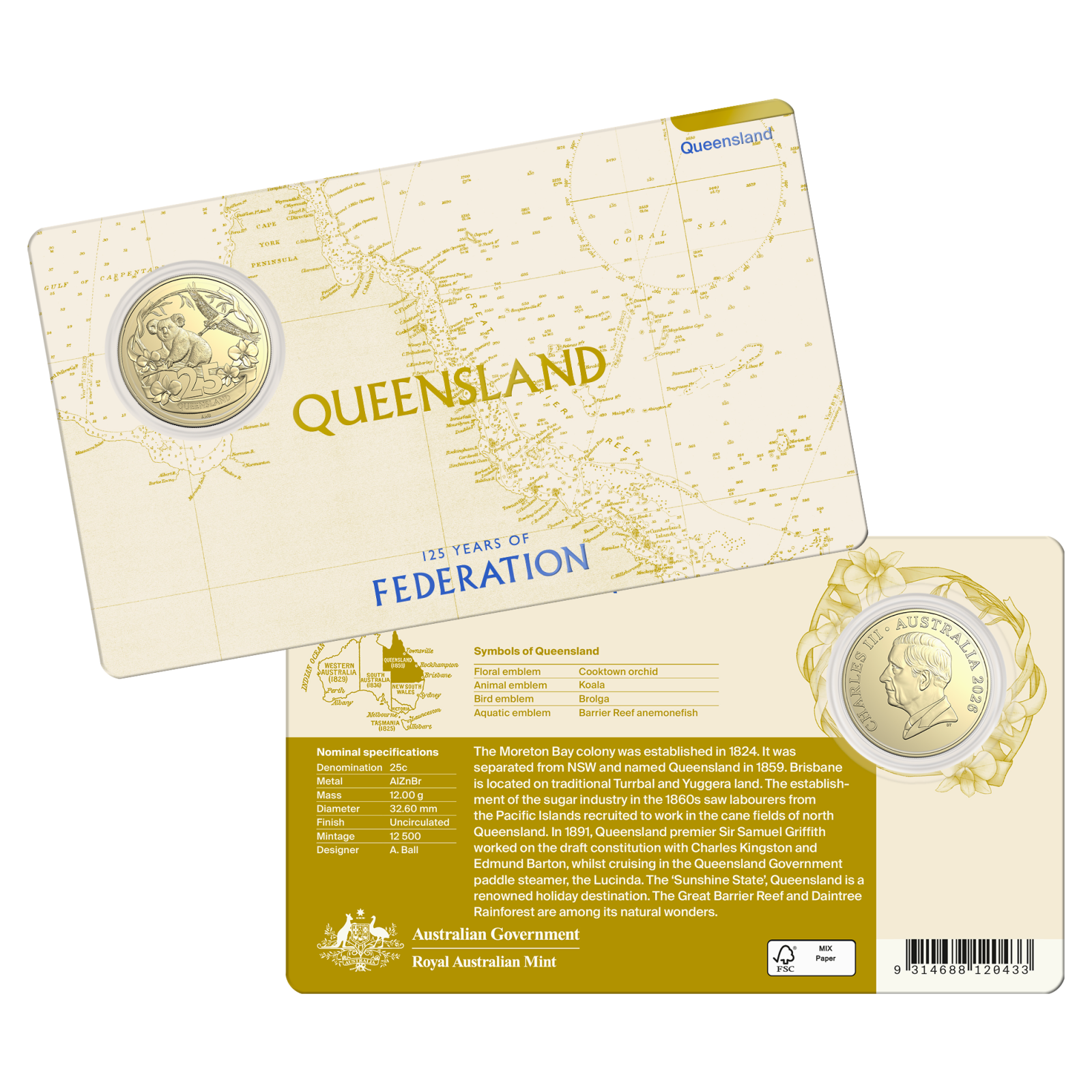2026 125 Years of Federation 25c Queensland Coin