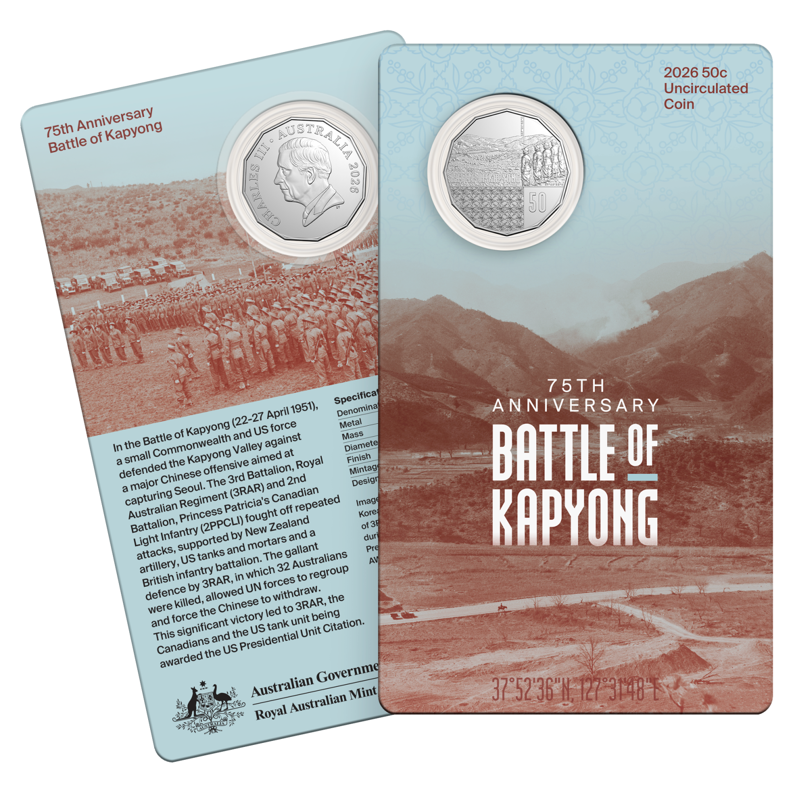 50c Uncirculated Coin 75th Anniversary Battle of Kapyong