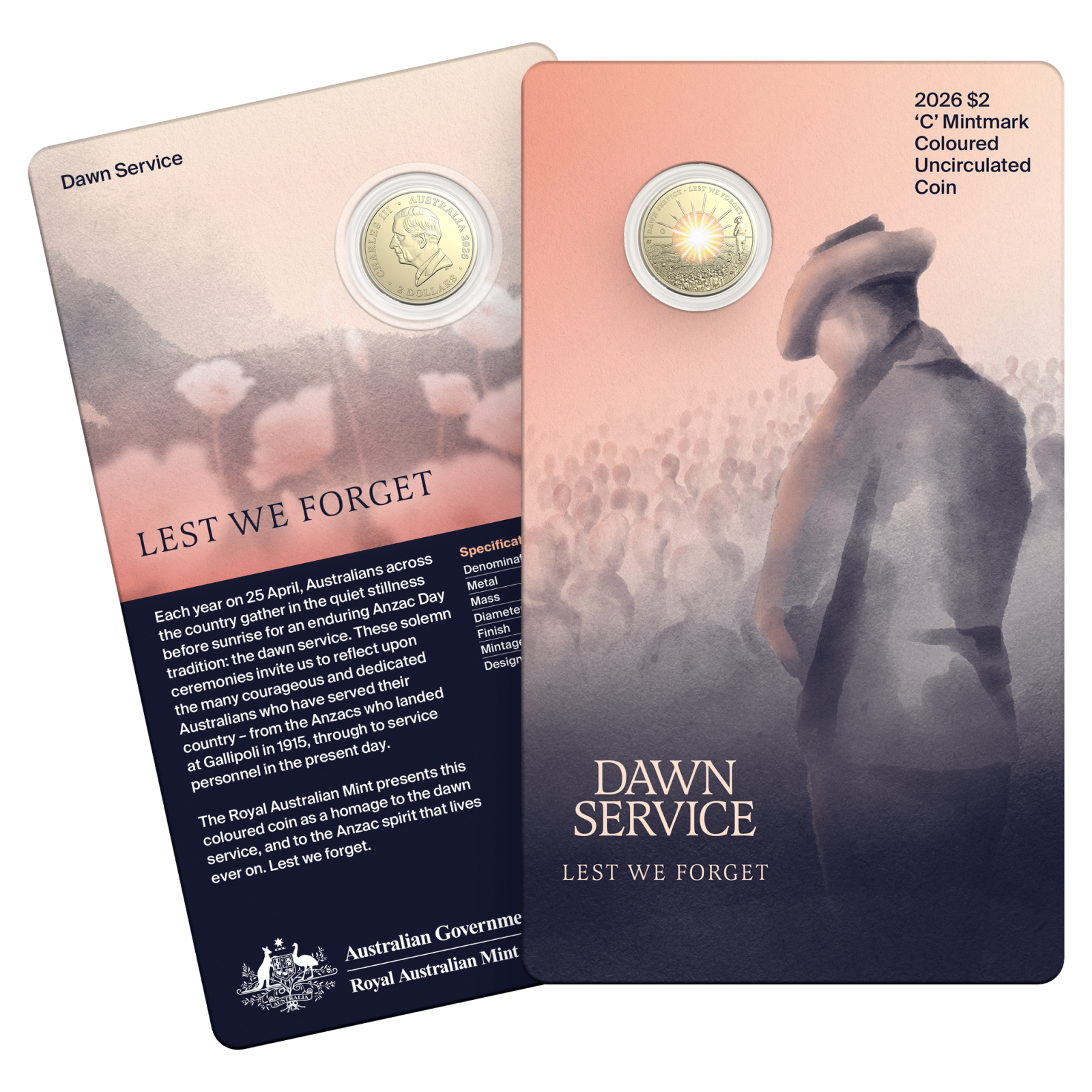 Dawn Service $2 C Mintmark Uncirculated Coin in Card