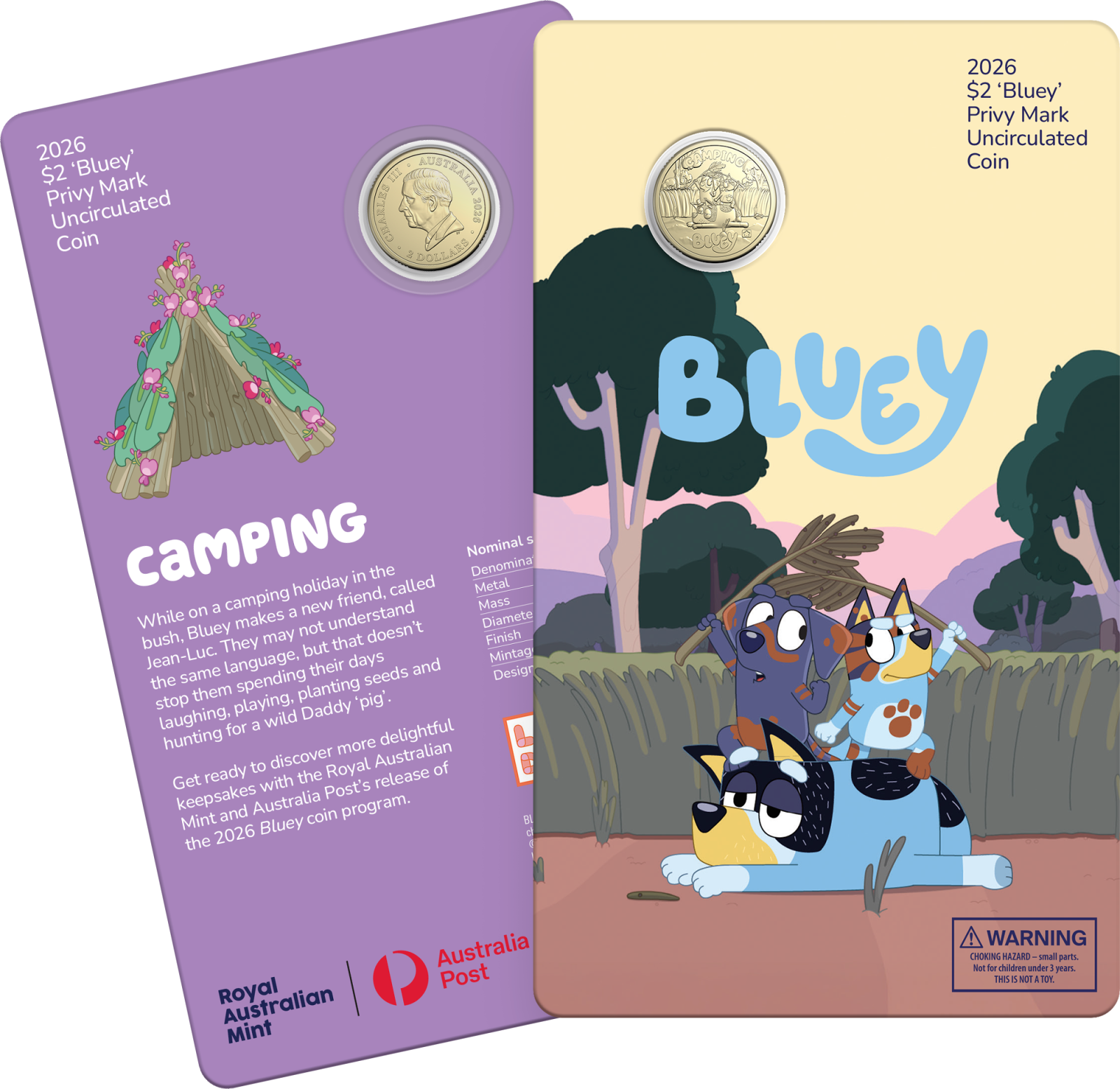 2026 Bluey $2 Privy Mark Uncirculated Coin - Camping