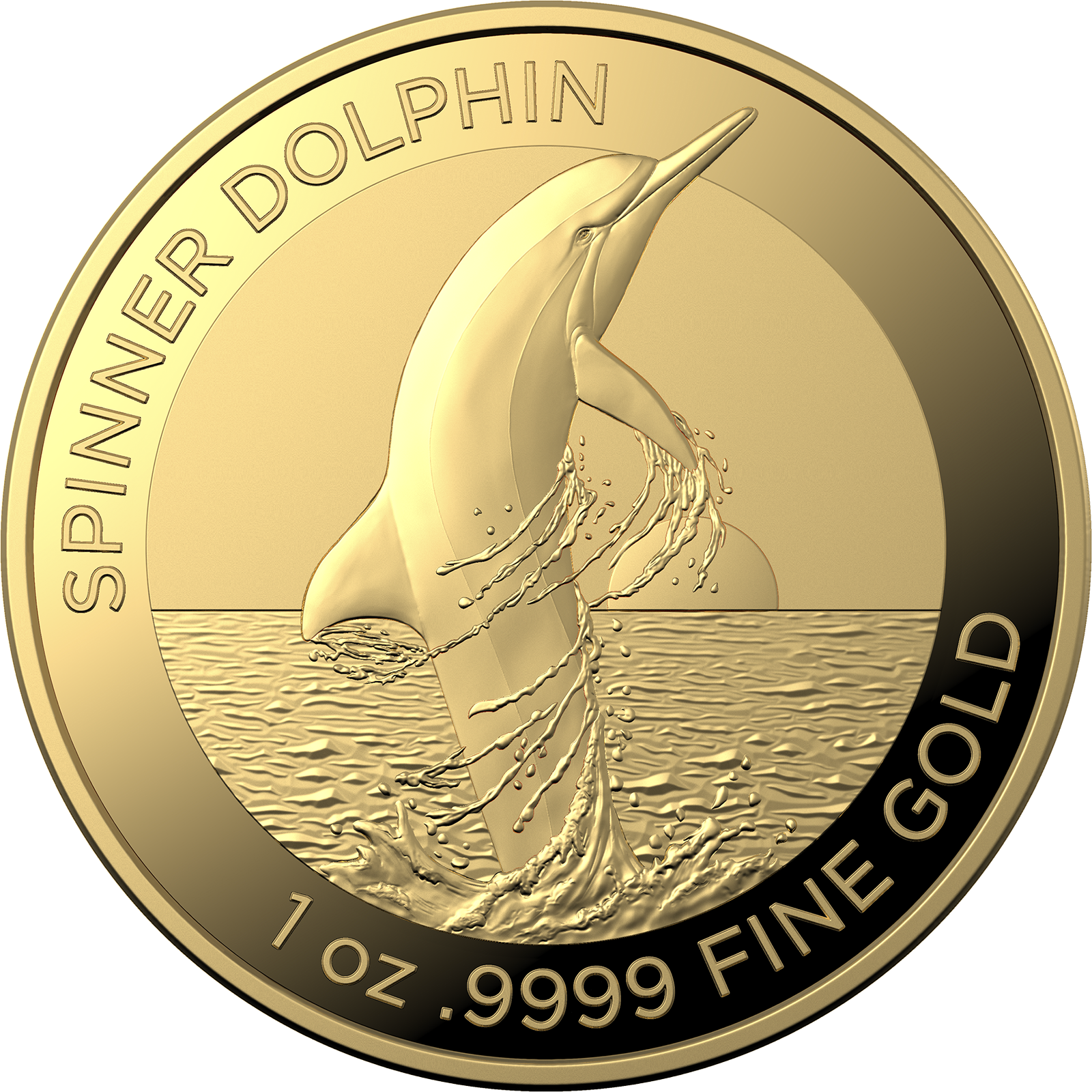 2020 gold investment one hundred dollar coin featuring Spinner Dolphin.