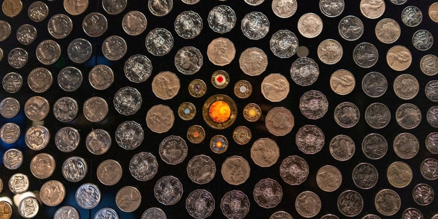 Coin Collecting Keep the change wall with coins
