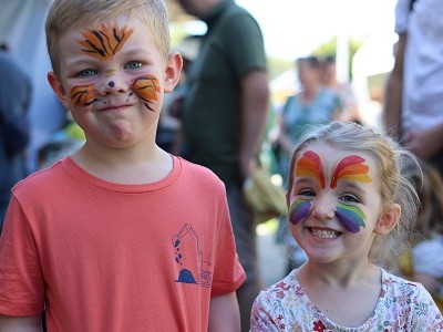 kids enjoying free face painting at the Royal Australian Mint Family Fun Day event