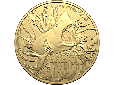 Great White Shark Gold Investment coin