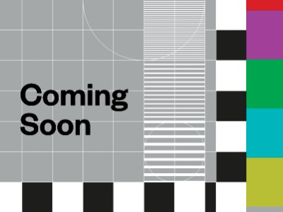 Black, white and colourful blocks with "Coming Soon" text.