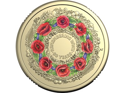 2025 $2 coloured circulating coin commemorating 80 Years On: Remembering the Second World War.