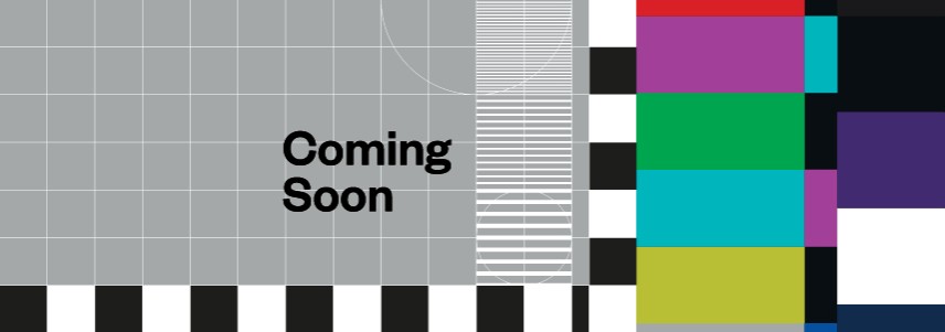 Black, white and colourful blocks with "Coming Soon" text.
